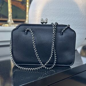 Judith Leiber Vintage Black Silk Evening Bag